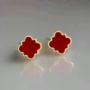 Chloe Clover Stud Earrings 18k Gold Plated Earrings in Red